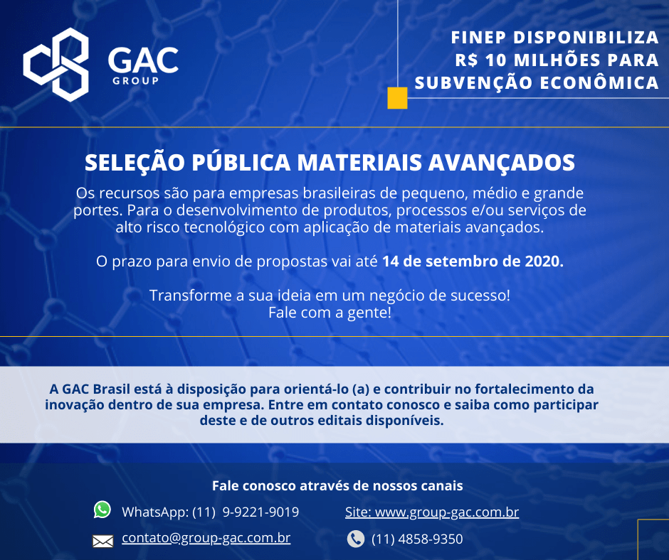 FINEP lança edital de materiais avançados
